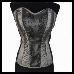 Charlotte Russe Lace Up Silver And Black Gothic Style Bustier Size Large
